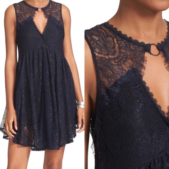 Free People Dresses & Skirts - Free People Lace Mini Dress Sz S EUC